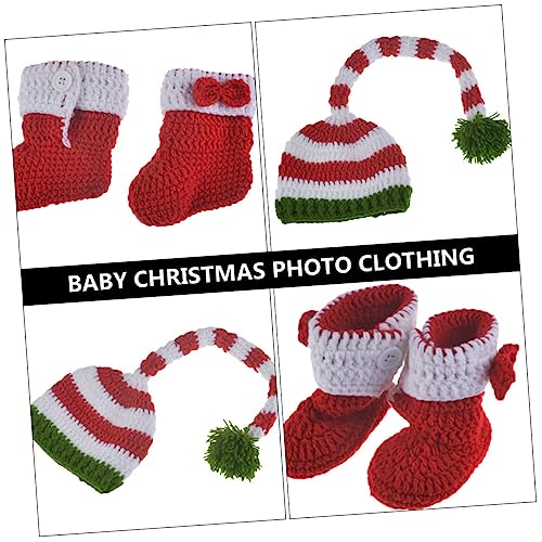 DOITOOL Neugeborenen Weihnachtsmütze mit Socken Fotografie Requisiten Rot Weihnachtsoutfit für Jungen Mädchen Festlich Langlebig von DOITOOL