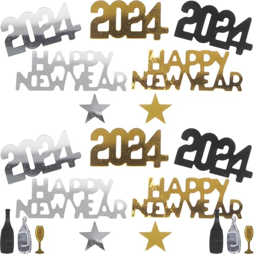 DOITOOL Neujahrs-konfetti in Schwarz Gold Silber Party Tischdekoration mit Sternen Sektgläsern und Flaschen Langlebiges Formstabiles Party-deko für Silvester und Jahreswechsel DOITOOL Neujahrs-konfetti in Schwarz Gold Silber Party Tischdekoration mit Sternen Sektgläsern und Flaschen Langlebiges Formstabiles Party-deko für Silvester und Jahreswechsel von DOITOOL