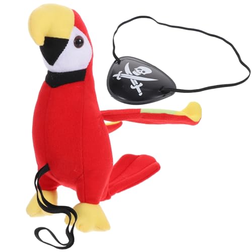 DOITOOL Piratenpapagei auf Schulter Requisite Halloween Piraten Augenklappen Schwarz Captain Skull Augenklappe für Kostüm Zubehör für Halloween Party von DOITOOL