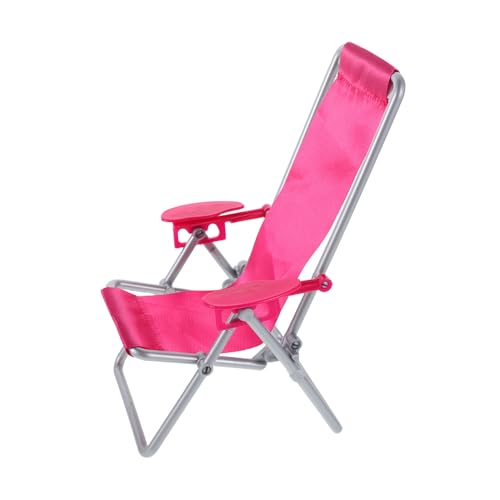 DOITOOL Realistischer Miniatur Strandstuhl Klappbar Puppenhaus Möbel Rosa Mini Strandkorb Modell für Kinderzimmer und Spielbereich Dekoration von DOITOOL