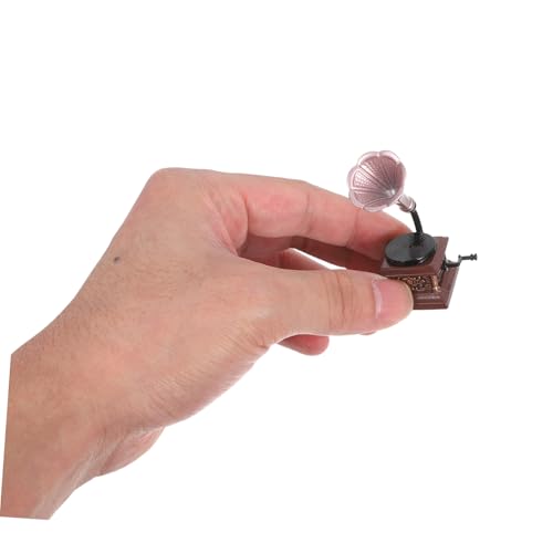 DOITOOL Retro -Phonographendekoration Retro -Phonograph -Miniaturmodell Miniatur -Musikinstrumente Puppenhaus-Phonograph Miniaturmöbel für Dollhouse Plattenspieler-Modell Legierung von DOITOOL