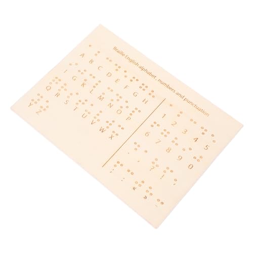 DOITOOL Tafel mit Braille-Alphabet Braille-Lernwerkzeug Punkte erzogen taktil Braille-Lernbrett Braille-Alphabet Lernen Brieftafeln für Blinde Lerntafeln für Braille-Buchstaben Holz Beige von DOITOOL