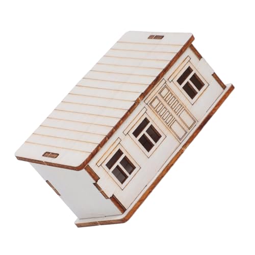 DOITOOL Unvollendetes Miniatur-holzhaus DIY Bausatz Kleine Holzblockhütte zum Bemalen Rustikale Tischdekoration Vielseitiges Wohnaccessoire Originelles für Modellbau und Weihnachtsdeko von DOITOOL