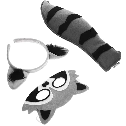 DOITOOL Waschbär Cosplay Kostüm Zubehör, 1 Set Tier Ohr Stirnband Maske Schwanz für Halloween Party Bühnenauftritt DOITOOL Waschbär Cosplay Kostüm Zubehör, 1 Set Tier Ohr Stirnband Maske Schwanz für Halloween Party Bühnenauftritt von DOITOOL