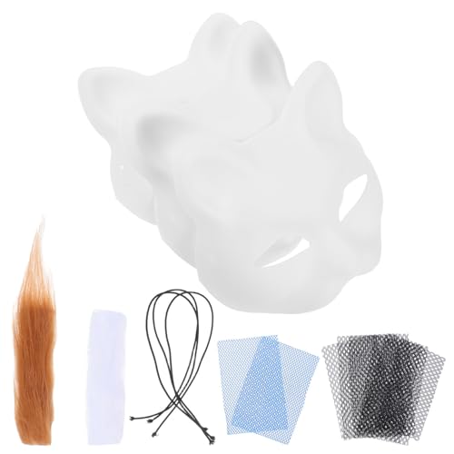 DOITOOL Weißer Katzenanzug Fuchskostüm Damen Schlichte Weiße Halloweenmaske Weiße Katzenmaske Japan Fuchsmaske Masken DIY Maskenherstellungsset Halloween Fuchs Blankomaske Katze Kätzchen DOITOOL Weißer Katzenanzug Fuchskostüm Damen Schlichte Weiße Halloweenmaske Weiße Katzenmaske Japan Fuchsmaske Masken DIY Maskenherstellungsset Halloween Fuchs Blankomaske Katze Kätzchen von DOITOOL