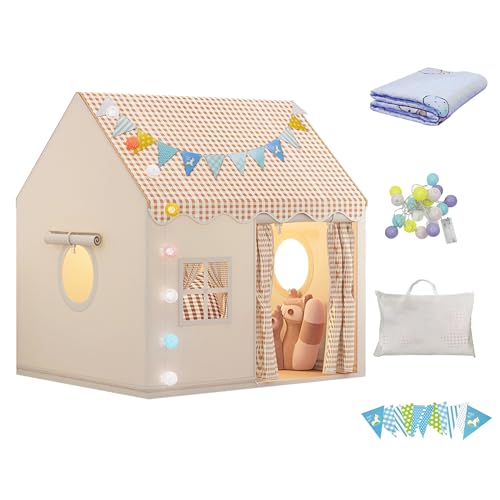 DOKKOME Kinderzelt Indoor Kinder Haus Innen Kinder Spielhaus Spielzelt mit Matte und Lichtern Jungen Spielzelt Hauszelt Mädchen Kinderspielburg Kinderzimmer Dekor ab 3 Jahre Kinderspielzelt Hellbraun DOKKOME Kinderzelt Indoor Kinder Haus Innen Kinder Spielhaus Spielzelt mit Matte und Lichtern Jungen Spielzelt Hauszelt Mädchen Kinderspielburg Kinderzimmer Dekor ab 3 Jahre Kinderspielzelt Hellbraun von DOKKOME