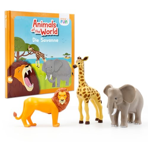 DOKTOR FUN 3 Spielzeug-Tierfiguren - Entdecke die Savanne - Löwe-, Elefant- und Giraffe-Miniaturen - Enthält EIN illustriertes Buch mit 3 Geschichten und Kuriositäten Kinder ab 3 Jahren DOKTOR FUN 3 Spielzeug-Tierfiguren - Entdecke die Savanne - Löwe-, Elefant- und Giraffe-Miniaturen - Enthält EIN illustriertes Buch mit 3 Geschichten und Kuriositäten Kinder ab 3 Jahren von DOKTOR FUN