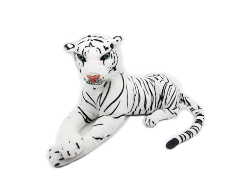 DOKUYIE Weiche Plüsch-Tiger-Puppe, Stofftier für Kinder und Erwachsene, tolles Geschenk, Party-Dekoration (Weiß, Größe 50) von DOKUYIE
