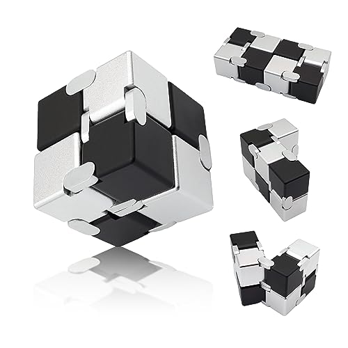 DOLASEV Fidgets for Teens, Infinity Cube Fidget Toy Metal ADHS Fidget Toys for Adults Fidget Toys for Anxiety, Kids Fidget Toy (Black Silver) von DOLASEV