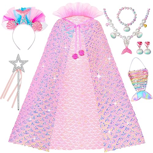 DOLNOW Prinzessinnenkostüm für kleine Mädchen, Meerjungfrauenumhang, Paillettenumhang für Mädchen von 3 bis 6 Jahren, Spielzeug als Geschenk DOLNOW Prinzessinnenkostüm für kleine Mädchen, Meerjungfrauenumhang, Paillettenumhang für Mädchen von 3 bis 6 Jahren, Spielzeug als Geschenk von DOLNOW