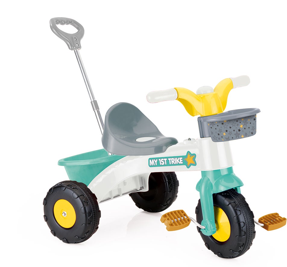 Dolu My First Trike Parent Handle Dreirad, Weiß/Blau von DOLU