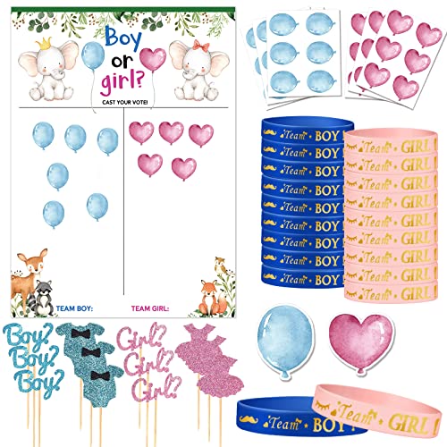 Gender Reveal Party Deko Geschlecht Verkünden 1 Stk Abstimmung Poster 36 Pcs Stickers 20 Pcs Team Girl or Boy Armbänder 13 Pcs Tortendeko Cake Cupcake Topper Spiele Mitgebsel für Enthüllung Party Gender Reveal Party Deko Geschlecht Verkünden 1 Stk Abstimmung Poster 36 Pcs Stickers 20 Pcs Team Girl or Boy Armbänder 13 Pcs Tortendeko Cake Cupcake Topper Spiele Mitgebsel für Enthüllung Party von Buosha