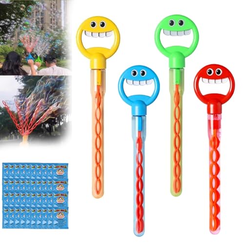 Seifenblasenstab Mit 32 LöChern Und Smiley-Gesicht, Magischer Seifenblasenstab Mit 5 Klauen Und Smiley-Gesicht, Seifenblasenmaschine Als Spielzeug FüR Jungen Und MäDchen (4pcs) von DOMTKBE
