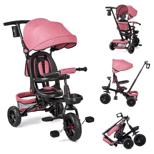 6-In-1Kinder Dreirad, Baby Dreirad Mit Schiebegriff, Zusammenklappbar, 360° Drehbarer Sitz, Klappbare Sonnenblende Mit Sonnenschutzfunktion, Getränkehalterkorb, Für Kinder Von 9 Monaten Bis 5 Jahren 6-In-1Kinder Dreirad, Baby Dreirad Mit Schiebegriff, Zusammenklappbar, 360° Drehbarer Sitz, Klappbare Sonnenblende Mit Sonnenschutzfunktion, Getränkehalterkorb, Für Kinder Von 9 Monaten Bis 5 Jahren von DOMUMALI