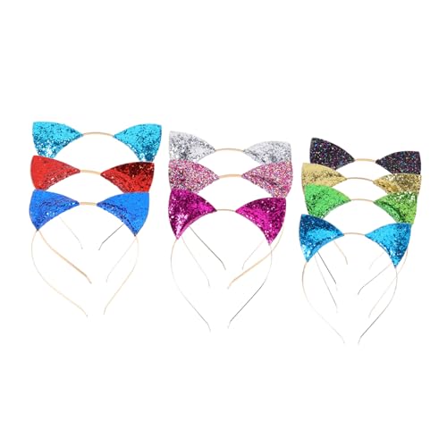 DONFAMDS 10 Stück Teiliges Katzenohren Stirnband Leichte Party Haarreifen mit Glitzer Komfortabel für Mädchen und Frauen für Cosplay Festival und Alltag Charmantes Katzenohren Design in von DONFAMDS