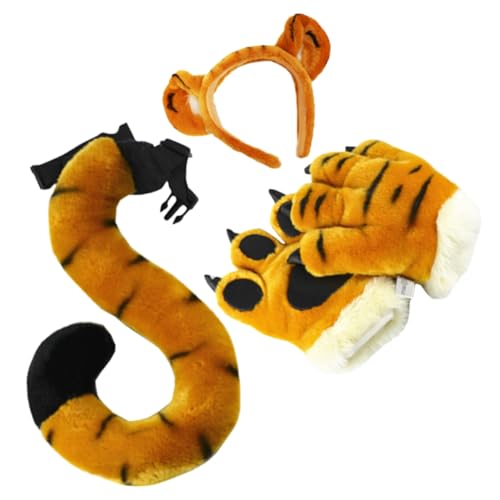 DONFAMDS 1Satz Tiger Kostümzubehör Set Tiger Stirnband Tigerschwanz und Mittens für Halloween Cosplay und Karneval Weiches Baumwollmaterial für Besondere Anlässe DONFAMDS 1Satz Tiger Kostümzubehör Set Tiger Stirnband Tigerschwanz und Mittens für Halloween Cosplay und Karneval Weiches Baumwollmaterial für Besondere Anlässe von DONFAMDS