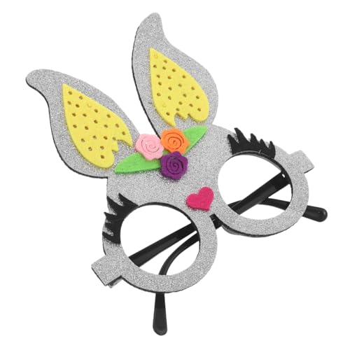 DONFAMDS Osterhasenbrille Maskerade Masken Osterhasen Brille Osterbrillen Karneval Kopfbedeckung Osterhasenmaske Tiermasken Tierische Maske Osterparty Versorgung Hasenmasken Silver Flanell von DONFAMDS