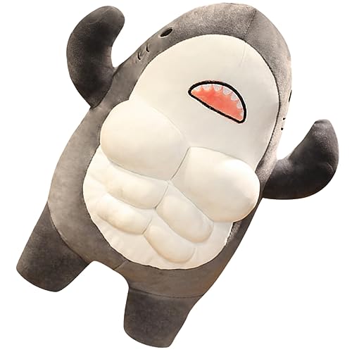 DONFAMDS gefüllte Hai-Puppe Plüsch Kinderpuppe Bequeme Haipuppe bequemes Stofftier Sofa-Puppen- dekorativer Cartoon-Hai Kuscheltier gefüllter Hai PP Baumwolle Grey von DONFAMDS