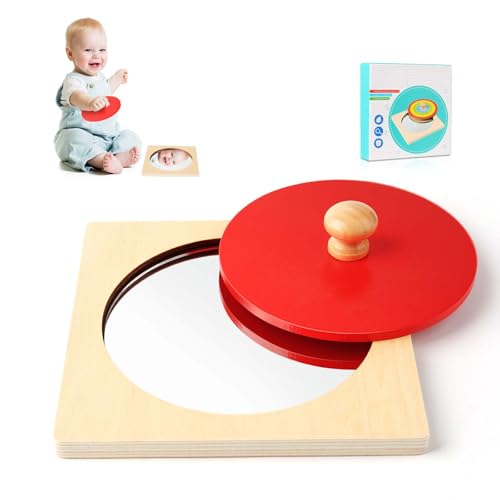 DONGFENGLION Baby Spiegel Montessori Spielzeug, Visuelle Spiegel für Kinder, Spiegel Baby Bauchlage, Spiegel Peekaboo Knopf Puzzle, Spiegel Einfach Kindgerecht für Babys 6-36 Monate von DONGFENGLION