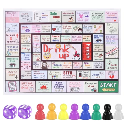 Brettspiel, Trinkspiel Matte, Spielmatte für Trinkbrettspiel, 21 Geburtstag Geschenk, Spiele für Erwachsene, Gesellschaftsspiele, Activity Spiel, 2–8 Spieler von DONGKER