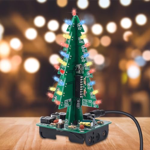 DONGKER Weihnachtsbaum LED DIY Löt Übungs Kits, Löt Bausatz für Elektronische Schaltungen, Mint-Projekt für Studenten Teenager, Musik Audio Spektrum Licht (3 Farben) von DONGKER
