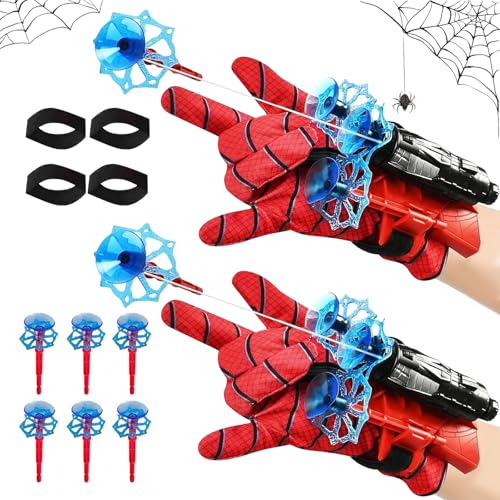DONGSZQ 2 Stücke Launcher Handschuh, Spider Launcher Handschuhen mit 6 Sauger Darts, Spider Launcher Handschuh, Launcher Handgelenk Spielzeug Set, lustiges Lernspielzeug Kostüm Requisiten für Kinder von DONGSZQ