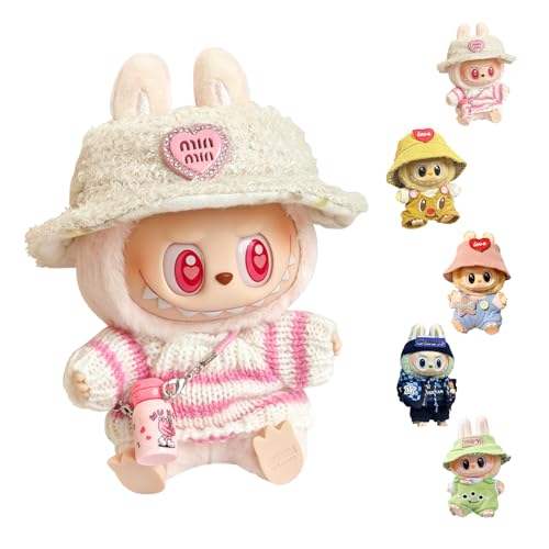 Kleidungsset für Labubu Puppe, Labubu Kleidung für 17 cm große Labubu Puppe, Labubu Puppenzubehör, Labubu Puppenkleidung, für 17cm Labubu Plush Pullover Hoodie Bekleidung DIY Kinder Geschenke von DONGSZQ