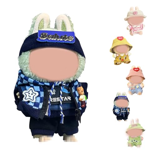 Kleidungsset für Labubu Puppe, Labubu Kleidung für 17 cm große Labubu Puppe, La-bubu Puppenzubehör, La-bubu Puppenkleidung, für 17cm La-bubu Plush Pullover Hoodie Bekleidung DIY Kinder Geschenke (A) von DONGSZQ