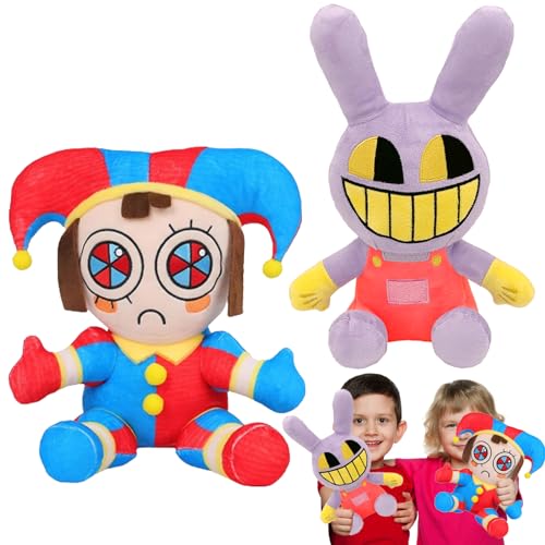 The Amazing Digital Circus Plush Toys, 2 Stück Pomni and Jax Plushies Toy, Circus Joker Plush Toy, The Digital Circus Plush geeignet zum Sammeln von Animation Enthusiasten, Dekoration von Räumen von DONGSZQ