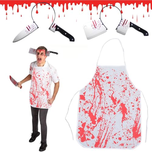 DONGSZQ Halloween Schlachter, Halloween Blutige Schürze Haarschmuck, Horror Haarreif, Halloween Messer Haarband mit Blutige Schürze, für Halloween Karneval Kostüm Party Bardekorationen DONGSZQ Halloween Schlachter, Halloween Blutige Schürze Haarschmuck, Horror Haarreif, Halloween Messer Haarband mit Blutige Schürze, für Halloween Karneval Kostüm Party Bardekorationen von DONGSZQ