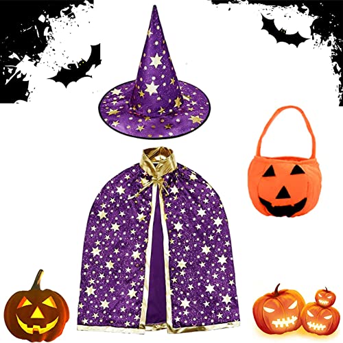 Hexen Zauberer Umhang, Kinder Zauberer Umhang, Zauberer Cape, Witch Umhang, Wizard Cape, Kinder Halloween Kostüm, für Jungen Mädchen Cosplay Party (Violett) von DONGSZQ