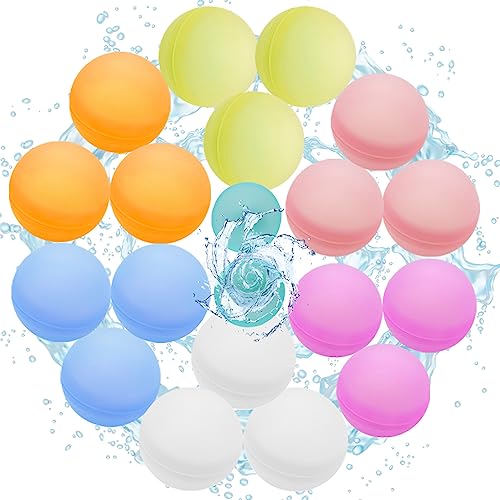 Wiederverwendbare wasserbomben, 18 Stück Silikon Wasserballons, Schnell Befüllbare Weiche Wasserbälle, für Kinder, Erwachsene Sommerpartys, Wasserpark, Outdoor-Spiele von DONGSZQ