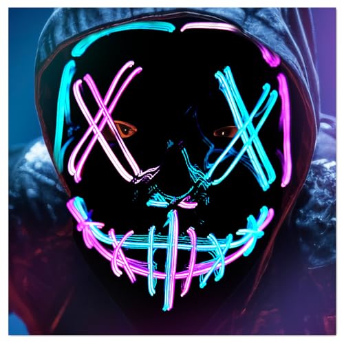 DONGTATA LED-Maske für Halloween, leuchtende Halloween-Maske, LED-Maske, LED-Gesichtsmaske für Erwachsene, Männer, Frauen, Erwachsene, Festival, Party DONGTATA LED-Maske für Halloween, leuchtende Halloween-Maske, LED-Maske, LED-Gesichtsmaske für Erwachsene, Männer, Frauen, Erwachsene, Festival, Party von DONGTATA