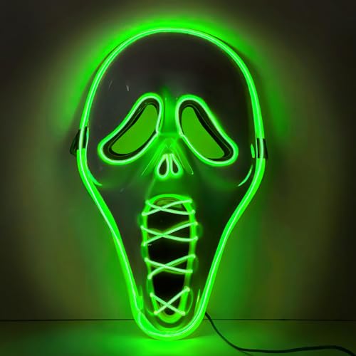 DONGZQAN Ghostface Halloween Kostüm für Herren (Rosa Maske + Handschuhe) von DONGZQAN