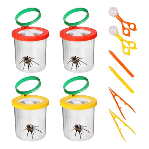 4 Stück Becherlupen für Kinder, Lupenglas für Kinder, Insekten Viewer 3 Fach und 6 Fach, Becherlupe Set, Mit 4 Lupendose, 2 Pinzette und 2 Insektenfänger Scherenzange, Gefunden Outdoor Suchspiel 4 Stück Becherlupen für Kinder, Lupenglas für Kinder, Insekten Viewer 3 Fach und 6 Fach, Becherlupe Set, Mit 4 Lupendose, 2 Pinzette und 2 Insektenfänger Scherenzange, Gefunden Outdoor Suchspiel von DONQTWAY