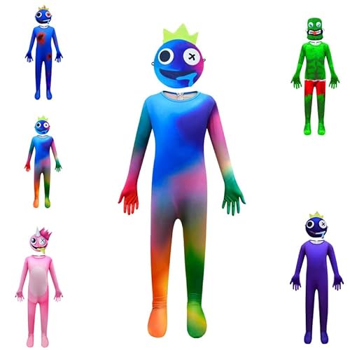 DONY Rainbow Kostüm Kinder Friends,Rainbow Gruselig Costume,Karikatur Monster Overall Cosplay Thema Kostüm, Kinderkleider Karneval Verkleidung Weihnachten Party Halloween,Purple Green Blue Pink von DONY