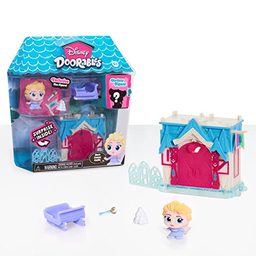 DOORABLES Disney, ELSA, Mini-Haus mit 2 Figuren, Davon 1 Überraschung, und Zubehör, Verschiedene Modelle verfügbar, Spielzeug für Kinder ab 3 Jahren, DRB023 von DOORABLES