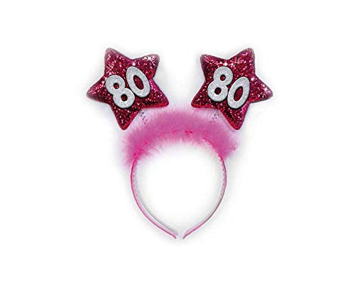 Haarreifen 80 Jahre Sterne fuchsia Gadget Geschenk Witz-Party Geburtstag von DOR import S.r.l.