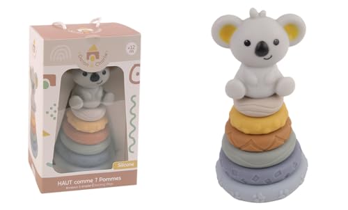 DORON & CHARLIE - Koala-Turm - Hoch Wie 6 Äpfel - 056343 - Sortierte Farben - Silikon - Stapeln - Kinderspielzeug - Kinderzubehör - Baby - 1. Alter - Ab 12 Monaten von DORON ET CHARLIE