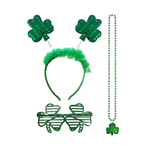 DOSERTY 1 Set Patricks Day Kleeblatt-Stirnband und Halskette mit Set, Festival-Kostüm für Karneval, Aufführungen, Patricks, Irisches Kleeblatt, Patrick's Day, Irisches Kleeblatt, Grün DOSERTY 1 Set Patricks Day Kleeblatt-Stirnband und Halskette mit Set, Festival-Kostüm für Karneval, Aufführungen, Patricks, Irisches Kleeblatt, Patrick's Day, Irisches Kleeblatt, Grün von DOSERTY
