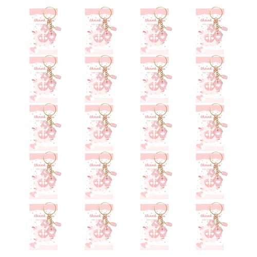 DOSERTY 20 Stück Baby First Month Party Favors für Gäste Fußanhänger Schlüsselanhänger mit Taschen und Dankeskarten Stilvolles Zubehör Baby Monat Feier Kits von DOSERTY