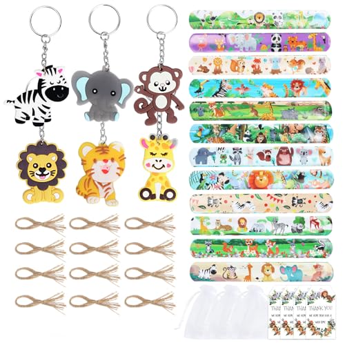 DOSERTY 24-teiliges Tier-Schlüsselanhänger-Set für Kinder, Partyzubehör und Geschenktütenfüller, kreative Armbänder von DOSERTY