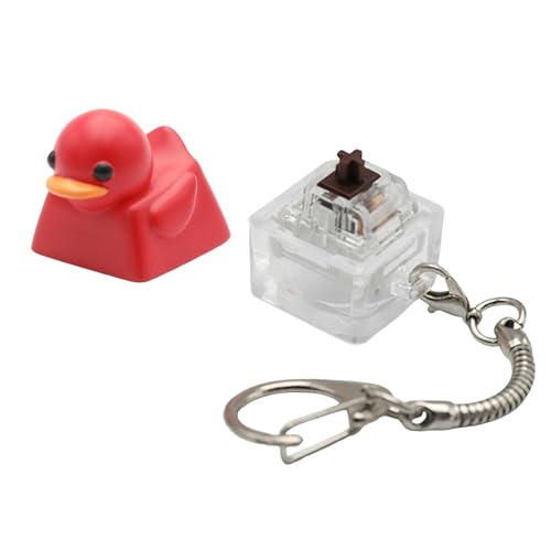 DOSERTY Entenquackender Fidgets-Spielzeug-Schlüsselanhänger, wiederaufladbar, lustiges Fidgets-Spielzeug, Enten-Tastatur-Tastenkappe, die Quacksalber zum Stressabbau mit Lichtern und Geräuschen für von DOSERTY