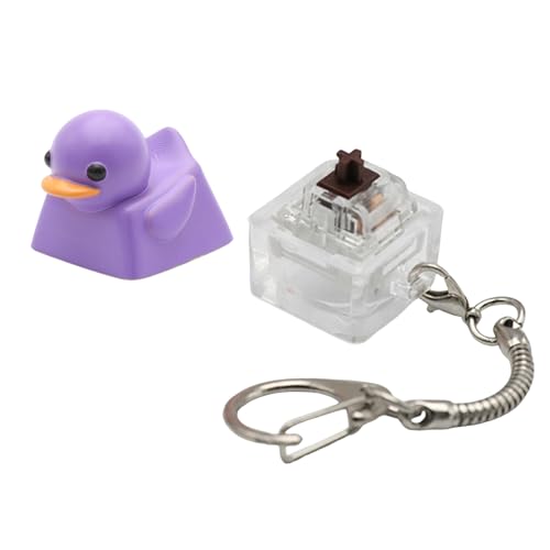 DOSERTY Entenquackender Fidgets-Spielzeug-Schlüsselanhänger, wiederaufladbar, lustiges Fidgets-Spielzeug, Enten-Tastatur-Tastenkappe, die Quacksalber zum Stressabbau mit Lichtern und Geräuschen für von DOSERTY