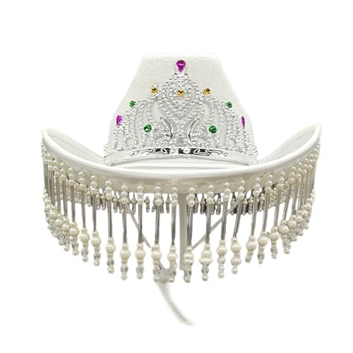 DOSERTY Glitzernde Quasten, Cowboyhut für Party, elegante Brautparty, Strass-Krone, Cowgirl, Nachtclub, Kostüm, Kopfschmuck DOSERTY Glitzernde Quasten, Cowboyhut für Party, elegante Brautparty, Strass-Krone, Cowgirl, Nachtclub, Kostüm, Kopfschmuck von DOSERTY