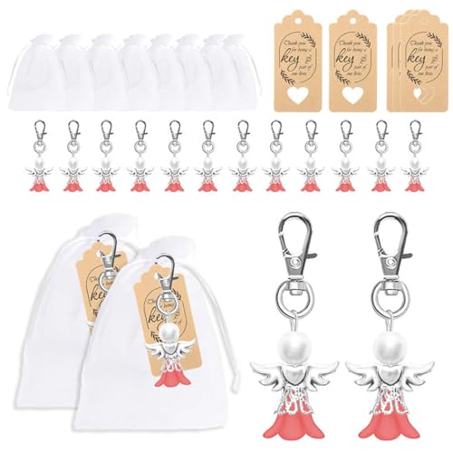 DOSERTY Lovely Cherub Pendants Cherub Keyrings Wedding Keychain With Labels Wedding Souvenir Gift Party Supplies Angel Keychain Set Angel Pendant Keyring Guest Party von DOSERTY