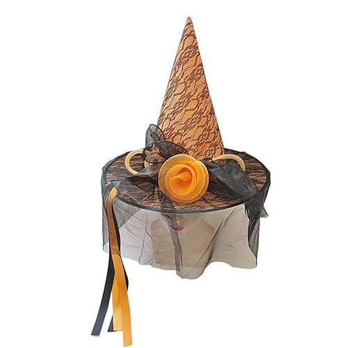 DOSERTY Witch Halloween Cosplay Zauberer Kostümhut Mit Schleier Für Frauen Maskeraden Cosplay Themen Partys Frauen Halloween Kostümhut Mit von DOSERTY