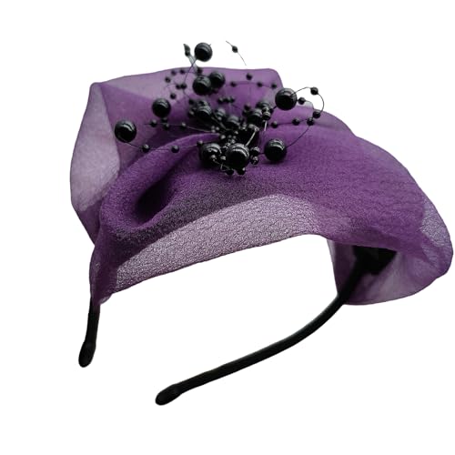 Fascinator-Hut für Damen, elegantes Perlen-Stirnband, Kostüm, Kopfschmuck, Haarschmuck für Halloween-Partys und Bankette, Hochzeits-Kopfschmuck von DOSERTY