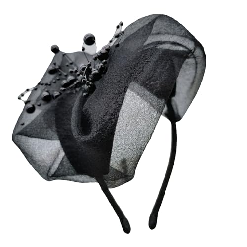 Fascinator-Hut für Damen, elegantes Perlen-Stirnband, Kostüm, Kopfschmuck, Haarschmuck für Halloween-Partys und Bankette, Hochzeits-Kopfschmuck von DOSERTY