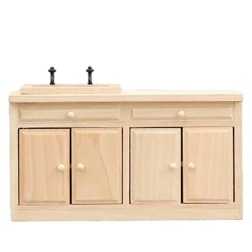 Puppenhäuser aus Holz mit funktionaler Schublade, Miniatur-Möbelmodell für kreative Puppenhäuser, Szenenbau, Küchenschrank von DOSERTY